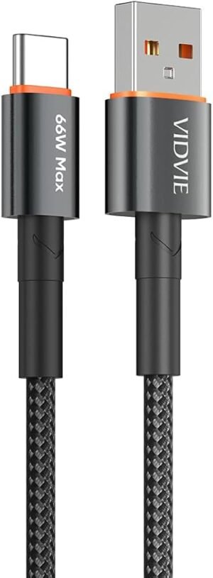 CABLE VIDVIE USB C 66W NEGRO CB4033T